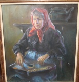 FREPPON OIL ON CANVAS PORTRAIT OF A WOMAN