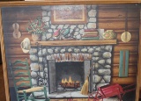 HUNTINGTON OIL ON CANVAS HEARTH SIDE SCENE