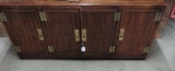 WALNUT CAMPAIGN STYLE BUFFET/CREDENZA MFG BY DIXIE