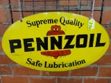 ORIGINAL DOUBLE SIDED PENNZOIL PORCELAIN SIGN