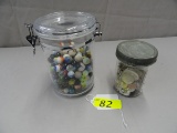JAR OF MARBLES AND JAR OF  BUTTONS