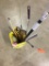 YELLOW BUCKET WITH ASSORTED SAWS/SAW BLADES