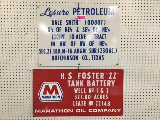 (2) PORCELAIN LEASE & BATTERY SIGNS: