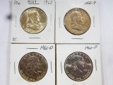 (4) FRANKLIN HALF DOLLARS, BU CONDITION - 1952, (2) 1961, 1963