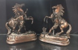 PAIR OF BRONZE TONE HORSE FIGURES