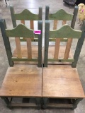 4 RUSTIC PINE LADDER BACK CHAIRS