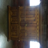 PINE MEDIA ARMOIRE, FITTED ON THE INSIDE