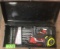 BLACK TOOL BOX WITH ASSORTED TOOLS
