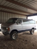 1988 DODGE 3500 ONE TON, 8 PASSENGER VAN. CUSTOM 4 WHEEL DRIVE