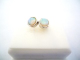 14KT WHITE GOLD AND OPAL EARRINGS