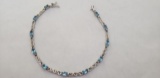 14KT WHITE GOLD AND DIAMOND  & BLUE TOPAZ BRACELET