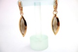 18 KT ROSE GOLD VALENTE SAPPHIRE & QUARTZ DIAMOND HOOP DROP EARRINGS: