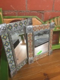 PAIR OF MEXICAN TIN MIRRORS WITH TALAVERA TILE