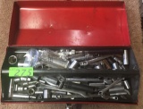 RED POPULAR MECHANICS TOOL BOX WITH ASSORTED TOOLS