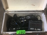 (5) MICROPHONES, ASSORTED WIRES & SMALL EQUIPMENT