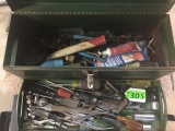 SK WAYNE GREEN METAL TOOL BOX WITH ASSORTED TOOLS