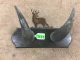 HAT RACK MADE FROM BUFFALO HORNS