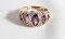 LADIES 10KT YELLOW GOLD AMETHYST & DIAMOND BAND