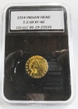 CEI GRADED XF-40 1914 INDIAN HEAD $2.50 COIN