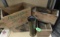 4 REMINGTON MARKED WOOD CRATES, 1 BRASS SHELL