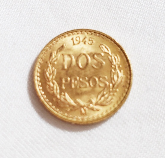 1945 DOS PESOS MEXICO GOLD COIN (.0482 OZ)