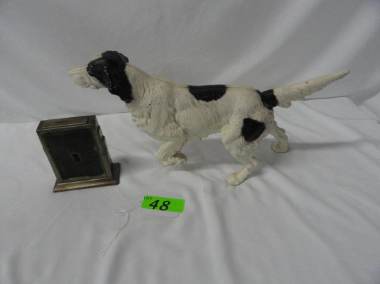 CAST IRON IRISH SETTER & ALEMETER COIN BANK