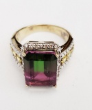 STERLING, TOURMALINE, CITRINE AND CZ LADIES' FASHION RING