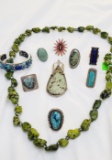 COLLECTION OF STERLING AND TURQUOISE JEWELRY