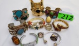 COLLECTION OF LADIES' FASHION BRACELETS AND RINGS