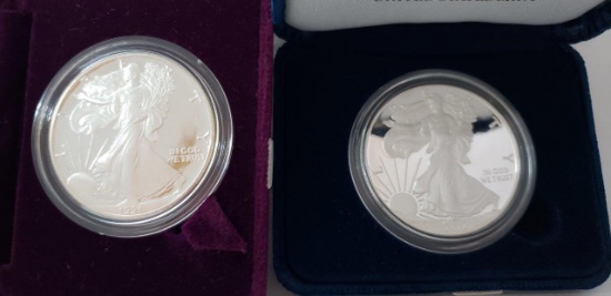 (2) UNITED STATES MINT AMERICAN EAGLE ONE OUNCE SILVER PROOF COINS: 2016, 2018