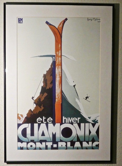 ETE HIVER CHAMONIX  MONT BLANC SIGNED, EMBOSSED POSTER (20X27")