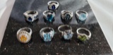 (9) LADIES FASHION RINGS WITH STERLING SILVER MOUNTS AND BAND