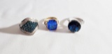 (3) LADIES FASHION RINGS WITH STERLING SILVER MOUNTS AND BAND