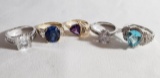 (5) LADIES FASHION RINGS WITH STERLING SILVER MOUNTS AND BAND