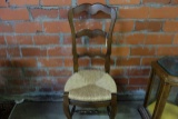 OAK LADDER BACK CHAIR WITH CANE SEAT