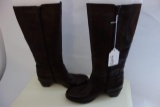 PAIR BROWN LEATHER UPPER CLARKS BOOTS-SIZE 8.5  N- NEW