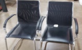 PAIR OF CHROME AND BLACK LEATHER CHAIRS