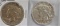 (2) PEACE SILVER DOLLARS, 1924-S, 1935, UNCIRCULATED