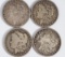 (4) CIRCULATED MORGAN SILVER DOLLARS: 1879, 1880-O, 1888, 1899-O