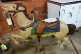 1920'S HERSHELL SPILLMAN CARVED WOODEN  CAROUSEL HORSE ON IRON ROCKERS