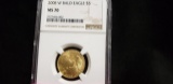 NGC GRADED MS70 2008-W $5 GOLD BALD EAGLE COIN