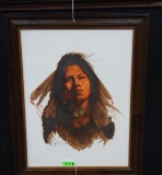 GARY MONTGOMERY -SEMINOLE (BORN 1950, OKLAHOMA) WATERCOLOR PORTRAIT