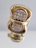 12 KT WHITE & YELLOW GOLD LADIES' RING - BOW SHAPED FASHION RING
