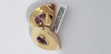 PAIR 14 KT YELLOW GOLD & AMETHYST MODERNISTIC POST EARRINGS