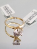 14 KT YELLOW GOLD & ORCHID MOISSANITE SOLITAIRE RING - SIZE 6 1/2 (2.8 G)