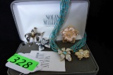 NORMAN MILLER GLAMOUR COLLECTION BLOOMNG BLUE NECKLACE