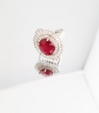 STERLING & WHITE SAPPHIRE/SYNTHETIC RUBY FASHION RING