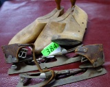 LOT WITH VINTAGE SHOE STRETCHERS, MOLDS AND B&B ICE SKATES