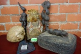 LOT OF AFRICAN ITEMS: MASK, BOX AND FIGURES