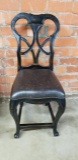 TALL CHAIR WITH LEATHER SEAT